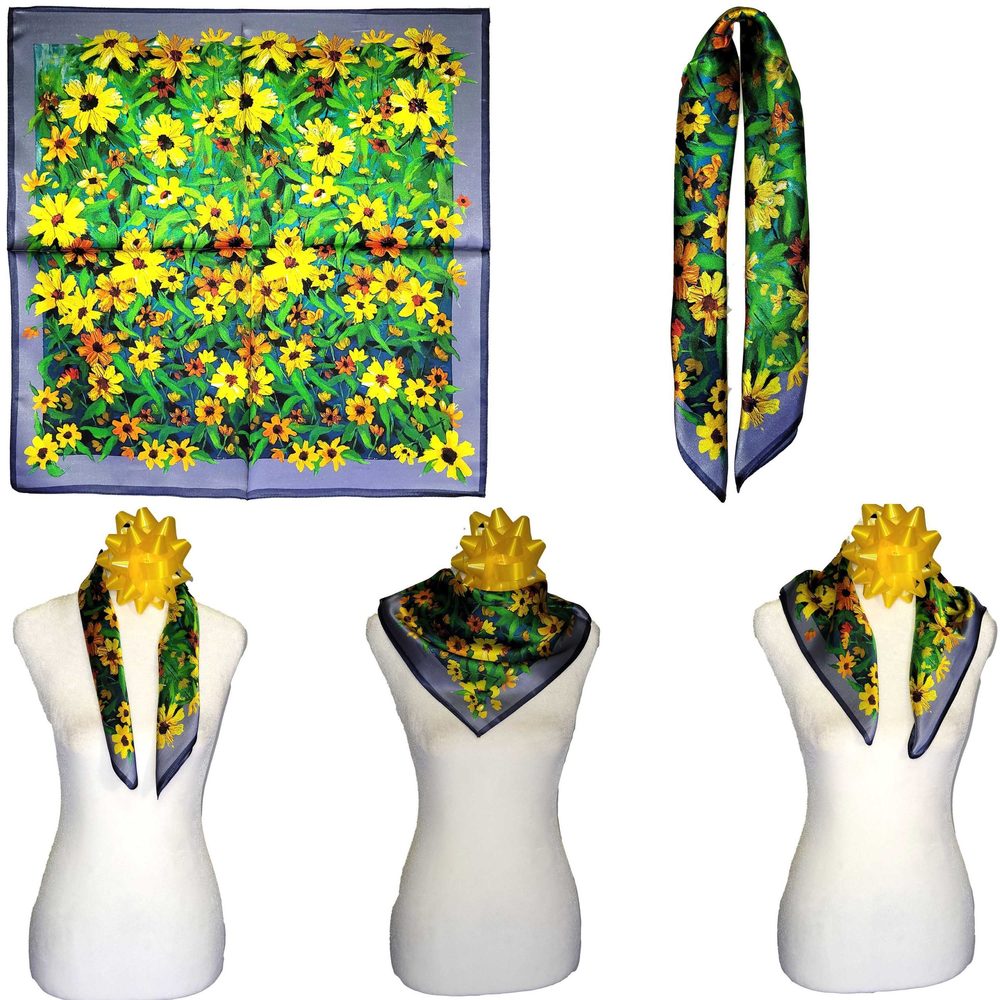 NWT Genuine 100% Mulberry Silk Satin Scarf 21"x21" Small Square Shawl 54981